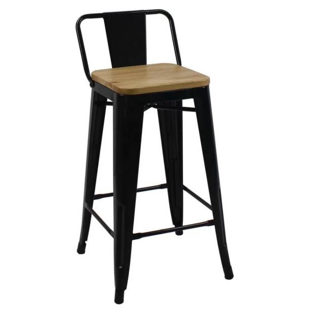Напівбарний стілець Bogema wood Back Чорний, Натуральний (84476883)