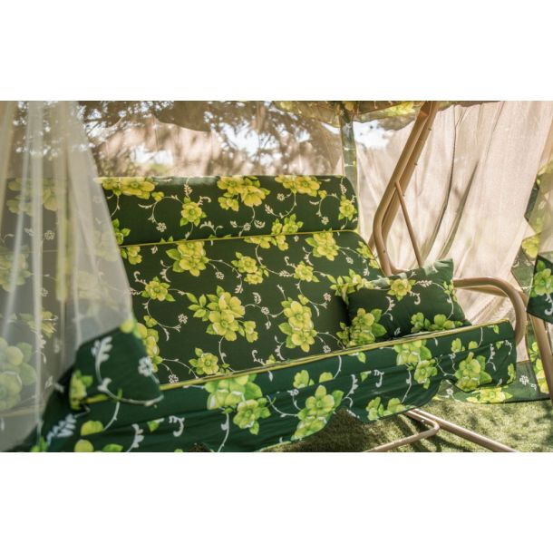 Садовая качель Патио с сеткой и подголовником 215x170 Зеленый, Бежевый (33477881) недорого