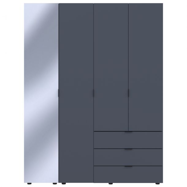 Шкаф Гелар 3 ДСП / 1 зеркало 155х49.5х203.4 Графит (1271271475) в интернет-магазине