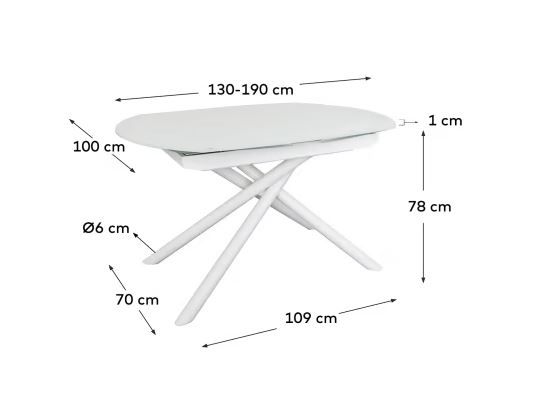 Стол VASHTI 130х100 Белый (90935746) в интернет-магазине