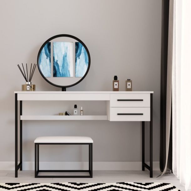 Туалетный столик с зеркалом Сидней 120 Белый, Черный (68479403) фото