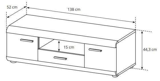 Тумба под ТВ Link 2D1S/140 Дуб Сонома (1321470515) hatta